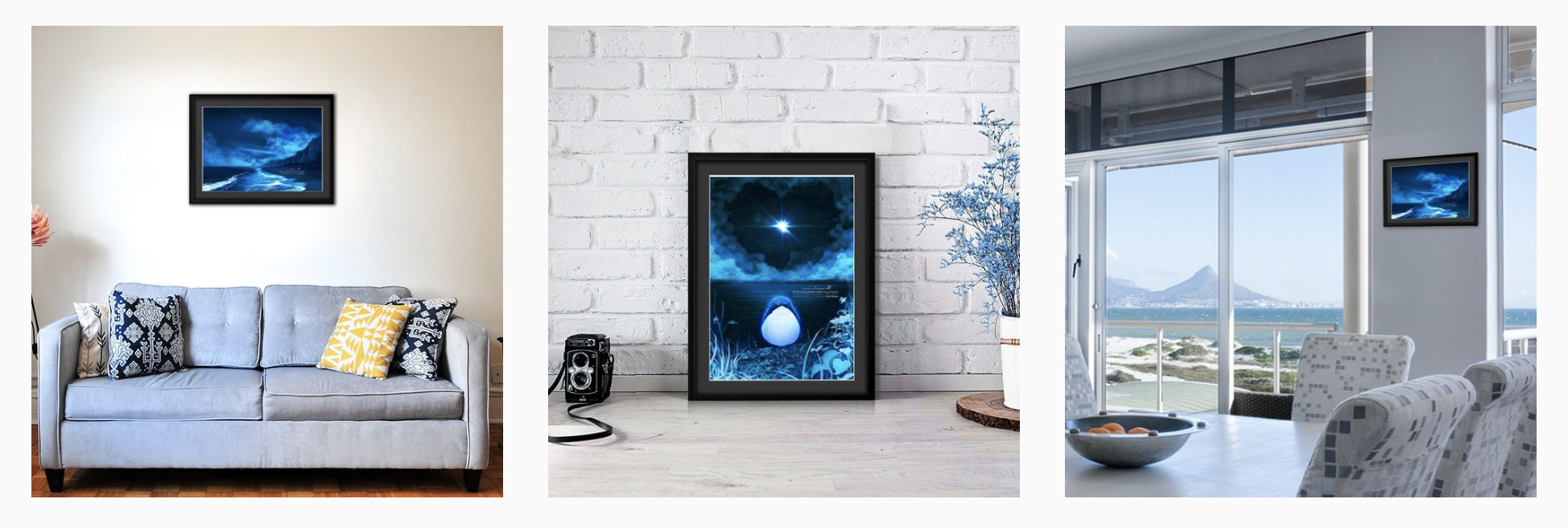 Blue Sky 写真作品 アート インテリア Amazon.co.jp: 鈴木英人 A4タイプ額入り□1989『 BLUE SKY BLUES
